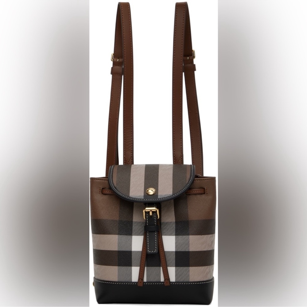 Burberry Micro Check Coated Canvas Backpack - Picture 3 of 5